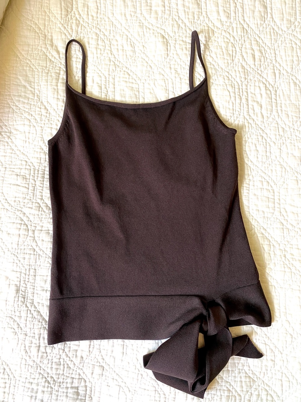 Vintage Y2K Banana Republic Silk Blend Tie Front Knit Tank Top Brown Size XS